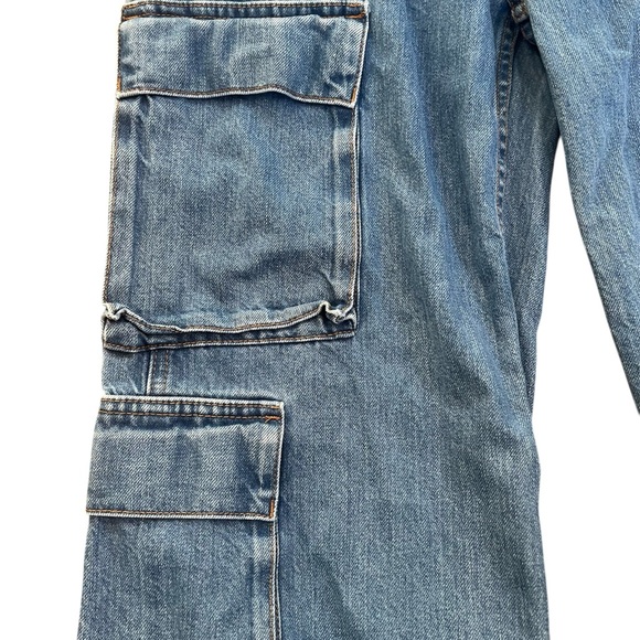 Demin Forum 90s Millie Hi-Rise Grunge Cargo Utility Medium Wash Relaxed Jeans - Picture 12 of 16